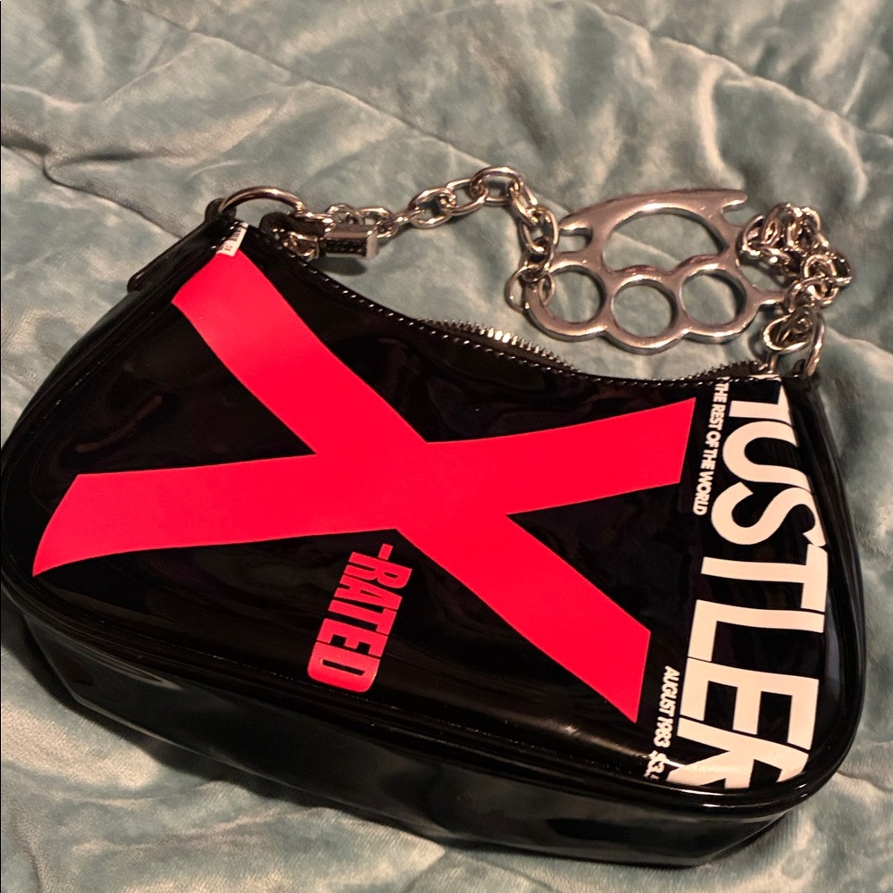 Dolls Kill Black Bag with Red X and Silver Handle - Picture 5 of 5